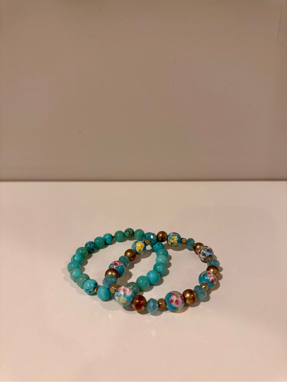 Turquoise Floral Bead Stretch Bracelets - Women’s Fashion